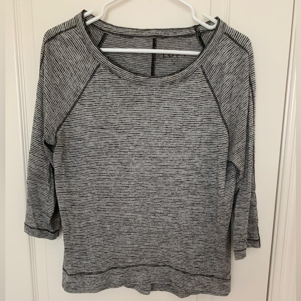 LOFT Striped Raglan Boxy Knit Top Soft Modal Size M